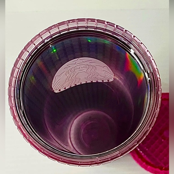 Starbucks Iridescent Pink & Silver Grid Tumbler Cold Cup 24oz Venti 2023 NWT - Picture 5 of 7